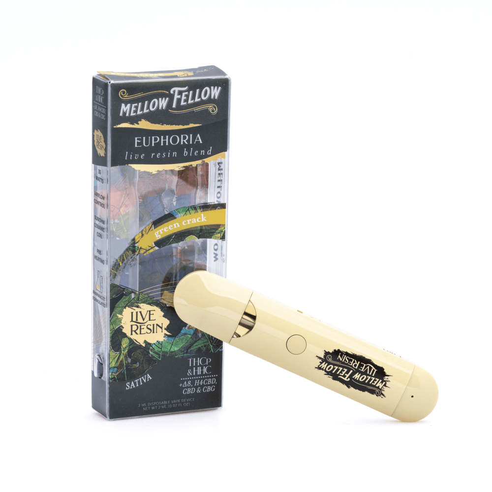 Mellow Fellow 2 gram Euphoria Blend Live Resin Disposable Vape – Green Crack